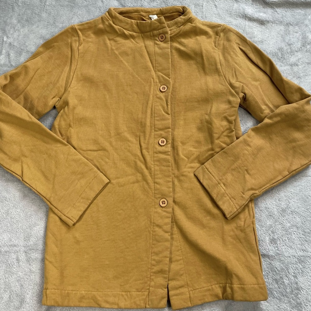 Gray Label Shirt 9/10 Years Kids Organic‎ Cotton Fleece Button Up Golden Mustard